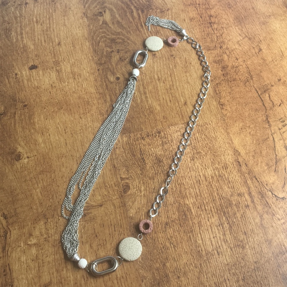 Silver and stone statement necklace